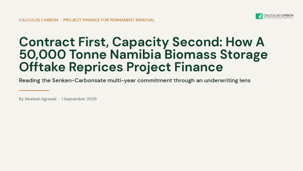 Cream hero on the Senken-Carbonsate 50,000 tonne Namibia biomass storage offtake framed as a project-finance test